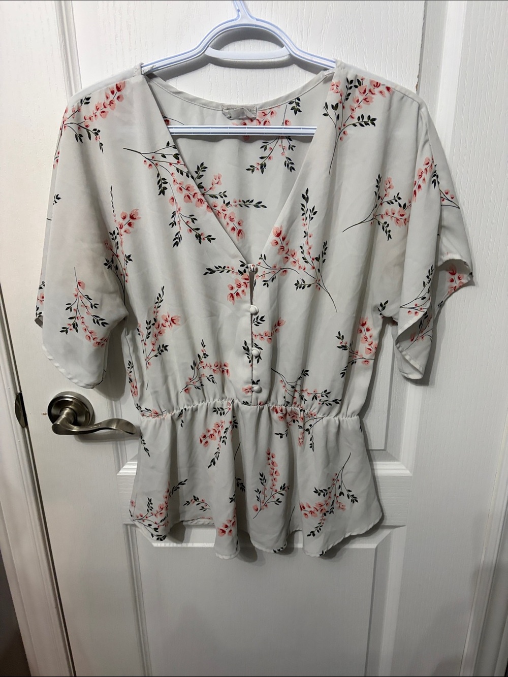 Sienna Sky Cream Blouse with Pink Floral Print